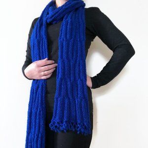 Hand knit unique scarf, Knitted long soft neck wrap